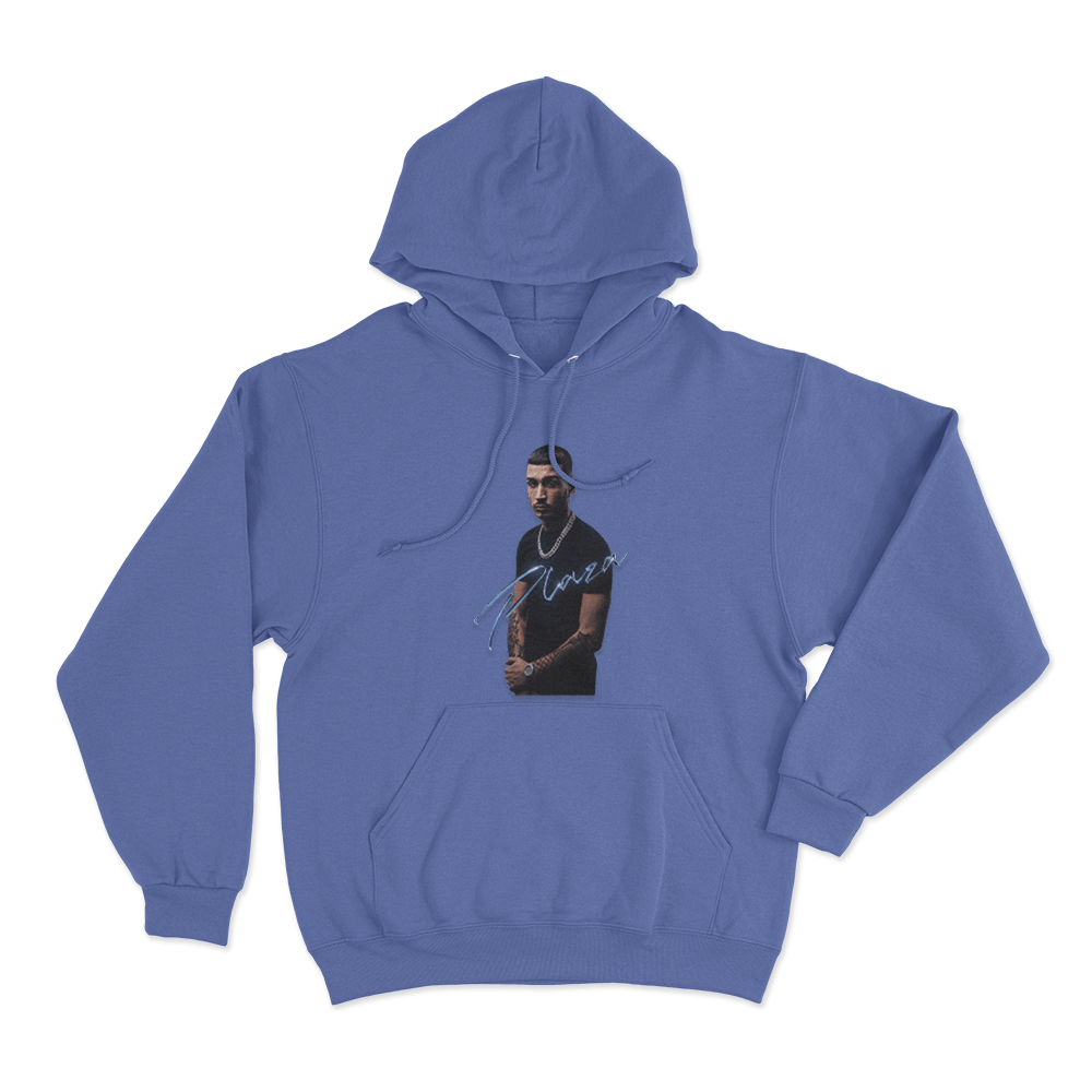 Plaza Signature Portrait Unisex Hoodie Blue Plaza Signature Portrait Unisex Hoodie Blue