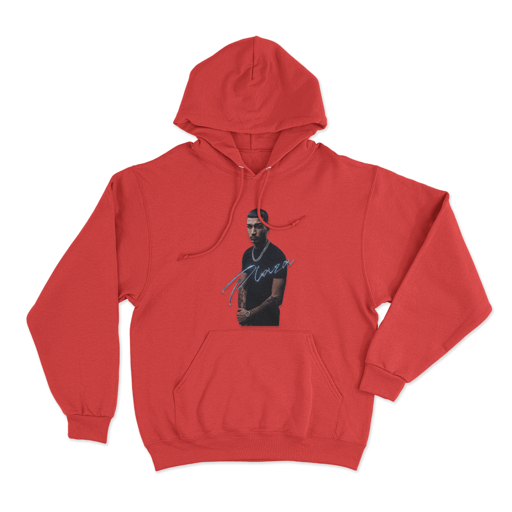 Plaza Signature Portrait Unisex Hoodie Red Plaza Signature Portrait Unisex Hoodie Red