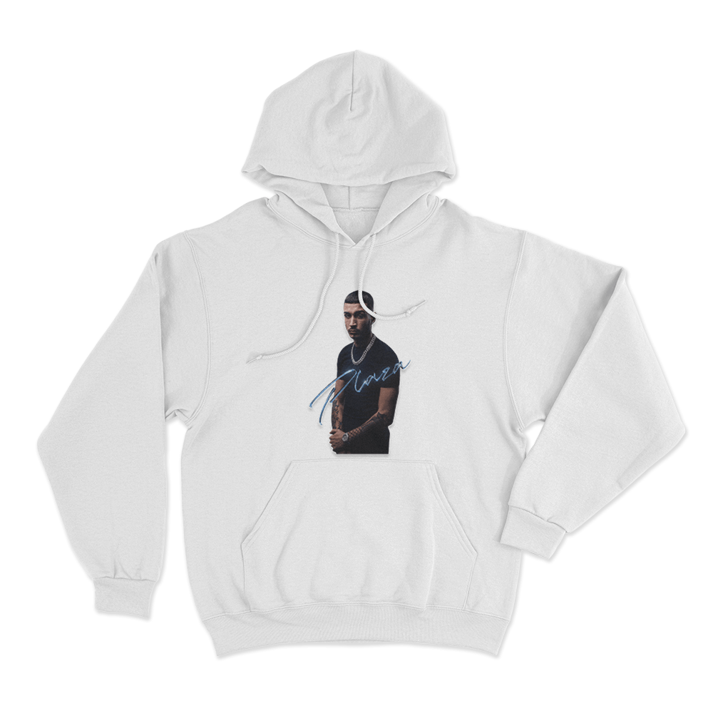 Plaza Signature Portrait Unisex Hoodie White Plaza Signature Portrait Unisex Hoodie White